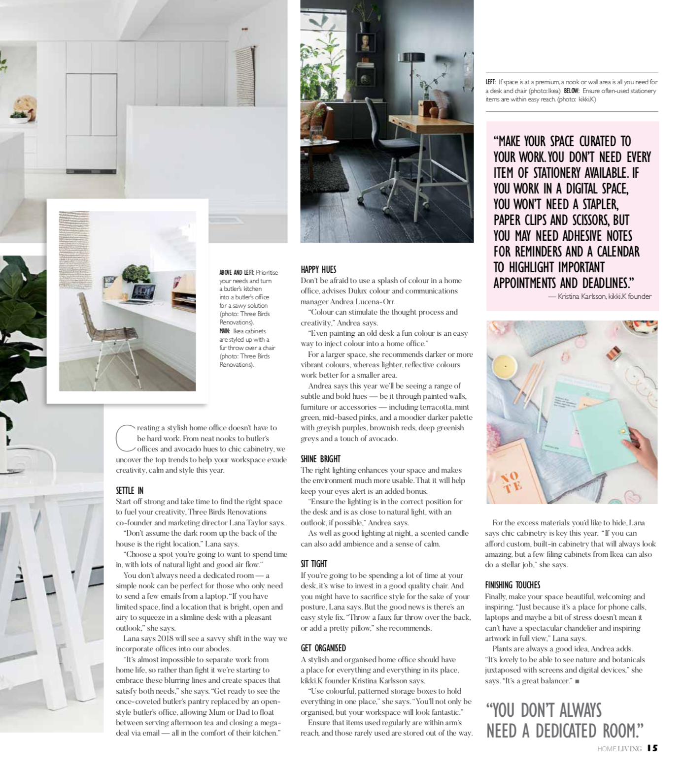 A photo of the feature as it appeared in Home Living magazine