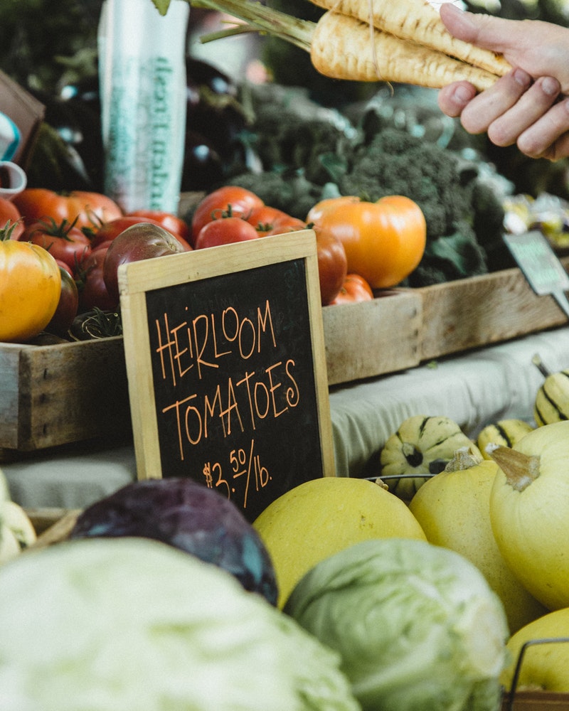 Fresh fruits and vegetables at the farmers market